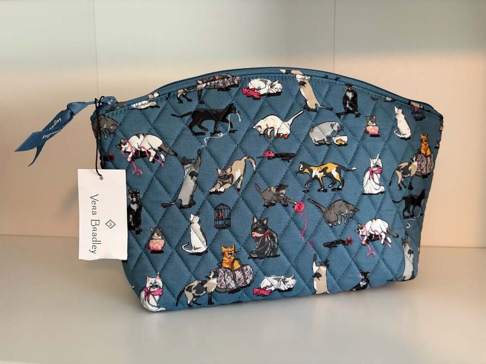Vera Bradley Grand Travel Cosmetic Bag in Cat's Meow